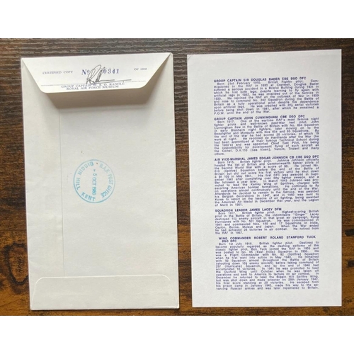 24 - 40th anniversary of the Battle of Britain cover signed by FIVE RAF fighter aces, Douglas Bader, Bob ... 