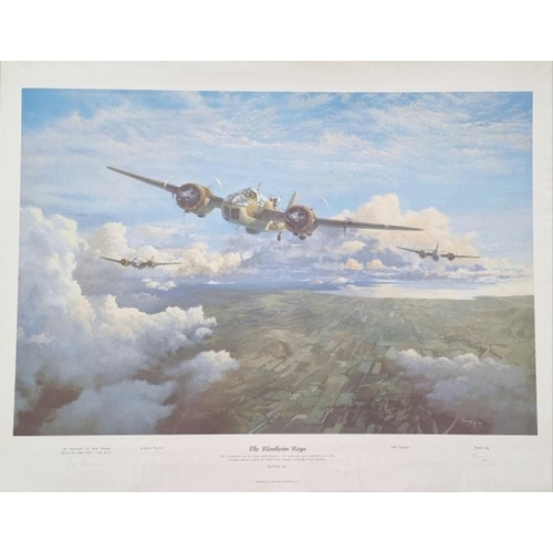 750 - WW2 Colour Print Titled The Blenheim Boys by Trevor Lay. Signed by Trevor Lay the artist and Air Mar... 