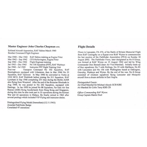 280 - 60th Anniv 1st Pathfinder Raid Signed by 3 No 156 WW11 Pathfinders. Lancaster. 15 August 2002 BFPS 2... 