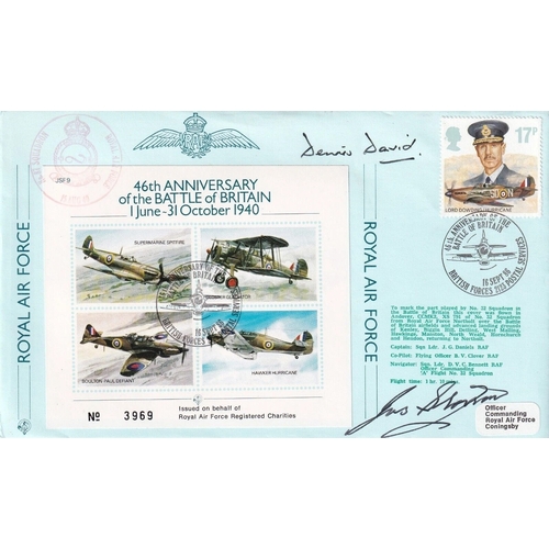 282 - JSF9c 46th Anniv Battle of Britain Signed W. D. David and Battle of Britain. 16 th Sept 86 BFPS 2123... 