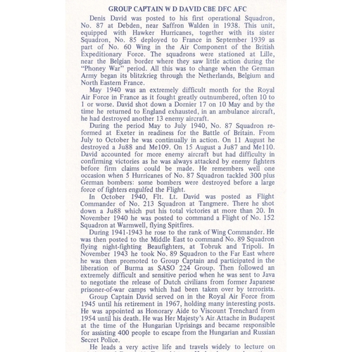 282 - JSF9c 46th Anniv Battle of Britain Signed W. D. David and Battle of Britain. 16 th Sept 86 BFPS 2123... 