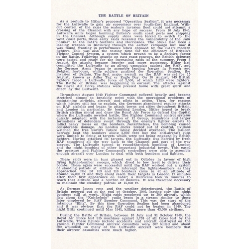 282 - JSF9c 46th Anniv Battle of Britain Signed W. D. David and Battle of Britain. 16 th Sept 86 BFPS 2123... 