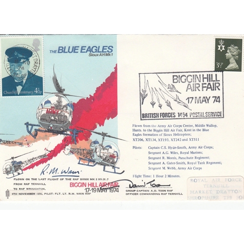 283 - AD1 The Blue Eagles Reflown and Signed by 4. 17 May 74 BFPS 1454 Flown by Army Air Corps by Blue Eag... 