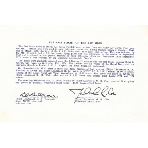 283 - AD1 The Blue Eagles Reflown and Signed by 4. 17 May 74 BFPS 1454 Flown by Army Air Corps by Blue Eag... 