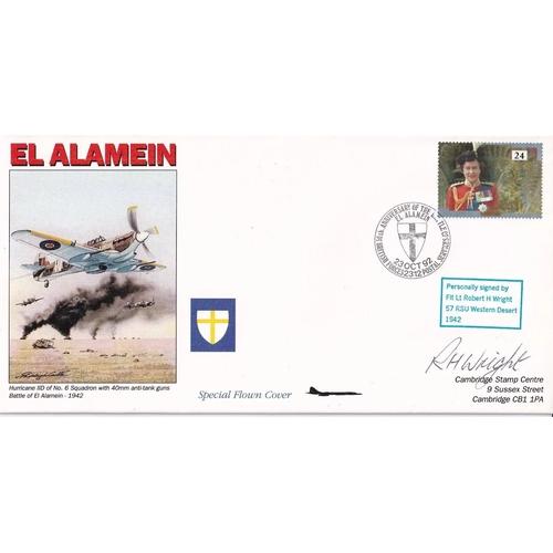 287 - 50th Anniv Battle of El Alamein Signed Flt Lt R H Wright Western Desert Pilot 1942. Rare number 24 o... 