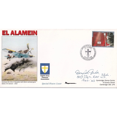299 - WW2 Rare Battle of Britain pilot Sqn Ldr D Jack signed RAF cover El Alamein50th Anniv Battle of El A... 
