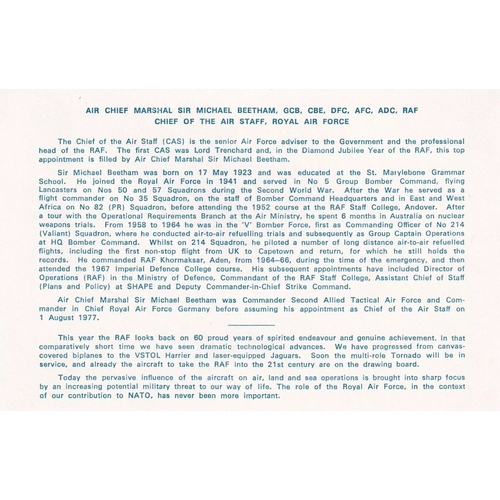 300 - 60th Anniv Formation of the RAF 1918 Signed M Beetham and H G Niven Battle of Britain Hurricane figh... 
