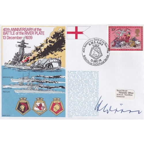 308 - WW2 Capt Helmut Witte KC U159 signed Battle of the River Plate Navy cover 2RN23. 13 Dec 79 - BFPS 34... 