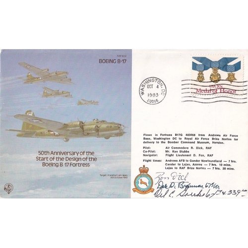 311 - B32d 50th Anniversary flown B 17 Fortress Signed 3, 2 USA WW11 Pilots. 4 Oct 1983 Washington B17 50t... 