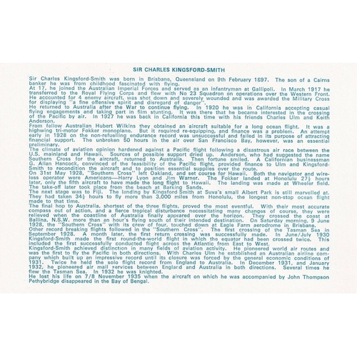 315 - Flown cover C Kingsford-Smith cover signed H. A. Litchfield flew with Kingsford-Smith. WW1 Veteran. ... 