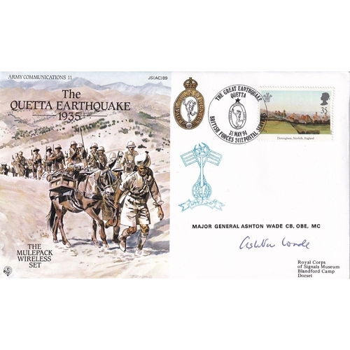 319 - Army Communication 11 Quetta Earthquake Signed Major General A Wade WW1 Veteran. 31 May 94 BFPS 2412... 