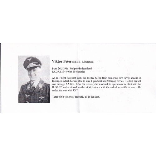 323 - 30th Anniv First Naval Firefly signed by Lt. Viktor Petermann KC 64 victories. 4 May 73 - BFPS 1346 ... 