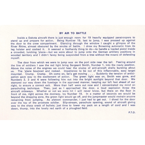 324 - RAF 48 Sqn Signed Brigadier Maurice Tugwell Parachute Regt 17 June 1944. 24 Mar 75 BFPS 1491 30th An... 