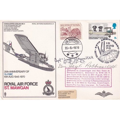 327 - RAF St Mawgan signed Lt General J T Robbins and A G Manson both USA Ace's. 15 Aug 70 BFPS 1128 25th ... 