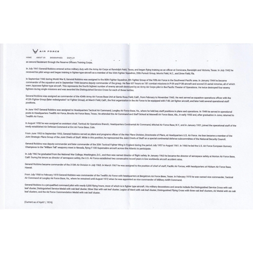 327 - RAF St Mawgan signed Lt General J T Robbins and A G Manson both USA Ace's. 15 Aug 70 BFPS 1128 25th ... 