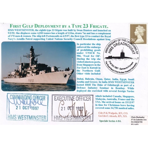 333 - 4RNCH84 HMS Westminster 1st Gulf Deployment by Type 23 Frigate Signed 2. 21st Oct 1997 Barrow in Fur... 