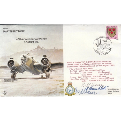 336 - B35 40th Anniv VJ Day Signed B Henry and B Porter US WEW11 Pilots. 15 Aug 85 Jersey 40th Anniv VJ - ... 