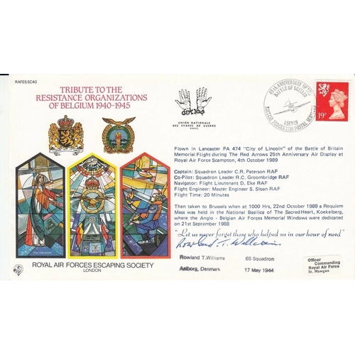339 - ES40 Belgium Resistance Signed by R T Williams Shot Down Aalborg Denmark. 5 Sep 89 BFPS 2209 49th An... 