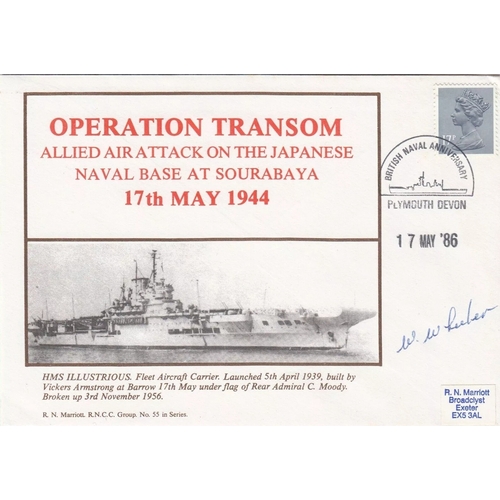 342 - HMS Illustrious Air Attack on Japanese Naval Base at Sourabaya. Signed by W. W. Keeler. HMS Illustri... 