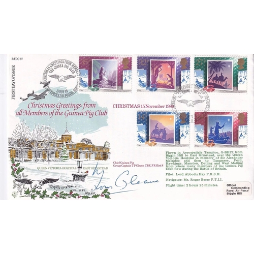 346 - 1988 RAF FDC Christmas Signed T Gleave 253 Sqn Battle of Britain Pilot. 15 Nov 88 BFPS2184 Postmark ... 