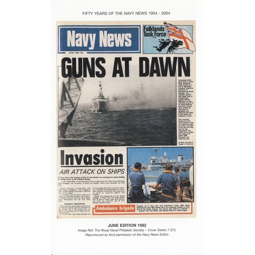 348 - 7RN21bAC 50 Years Navy News HMS Albion Cover Signed L Taw, S Jacobs. 1 June 2004 BFPS 2768 Special P... 