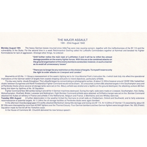 351 - RAFA9 Battle of Britain Signed by 4 Battle of Britain Pilots, Crew WAAF. 11 Sep 90 BFPS 2232 50th An... 