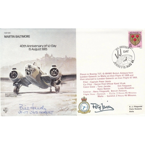 364 - B35a 40th Anniv VJ - Day Signed by Bill Hardy USA Ace 6½ Victories . 15 Aug 85 Jersey 40th Anniv VJ ... 