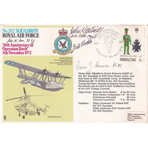 367 - 30th Anniv Operation torch Signed by 4 Battle of Britain Pilots, Crew WAAF. 8th Nov 1972 30th Anniv ... 