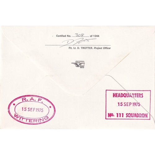 372 - RAF37c No 111 Sqn Signed P. A. Latham leader of the Black Arrows in 1959 - 60. 15 Sep 75 BFPS 1517 3... 