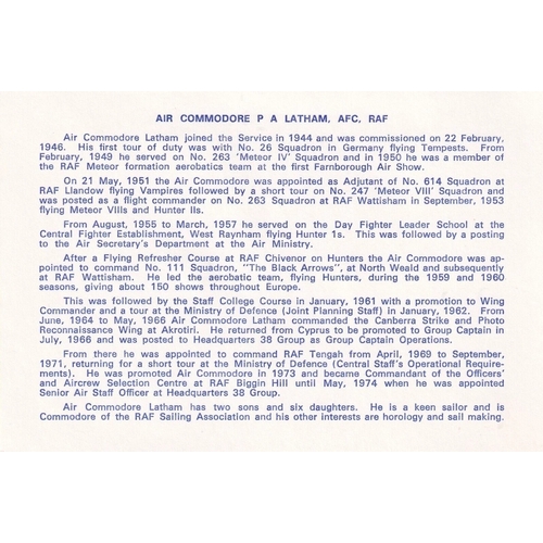 372 - RAF37c No 111 Sqn Signed P. A. Latham leader of the Black Arrows in 1959 - 60. 15 Sep 75 BFPS 1517 3... 