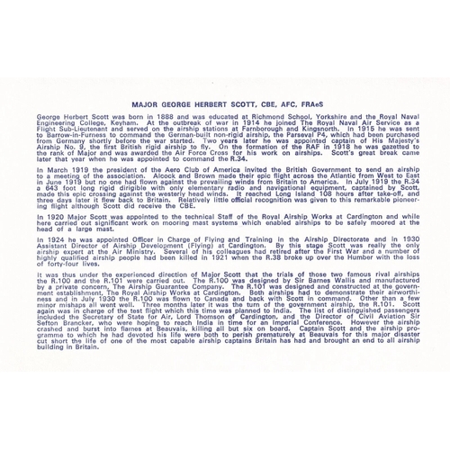 376 - HA15c Major Scott Signed Ballantyne stowed away on Airship R34 in 1919. 30 April 77 BFPS 1566 60th A... 