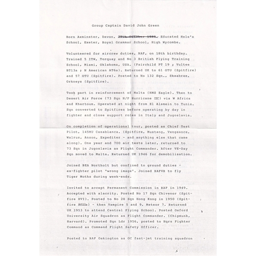 379 - RN Air Service Signed R A Kings 238 Sqn Battle of Britain Pilot David Green Spitfire Pilot. 16 May 8... 