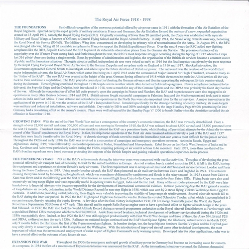 382 - 80th Anniv of the RAF Defence Airborne Early Warning Signed Sir Keith Williamson. 01 04 98 80th Anni... 