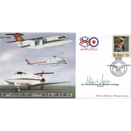 384 - 80th Anniv of the RAF Royal / VIP Flying. Signed Air Chief Marshal Sir Michael Armitage. 01 04 98 80... 