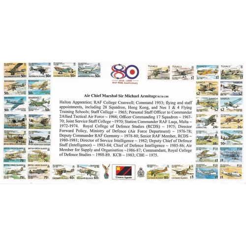 384 - 80th Anniv of the RAF Royal / VIP Flying. Signed Air Chief Marshal Sir Michael Armitage. 01 04 98 80... 