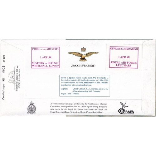 385 - JS (CC)45c 80th Anniv of the RAF Signed by Sir Chief Marshal Sir John Allison. 01 04 98 80th Anniv o... 