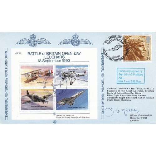 386 - Flown Battle of Britain Signed J Millard 1 and 242 Sqn's Battle of Britain Pilot. 14 Sep 93 BFPS 238... 