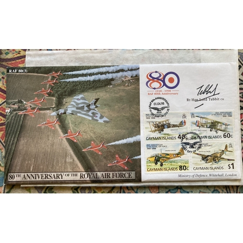 240 - Lord Norman Tebbit signed Red Arrows flown rare 80th ann RAF cover. Only 250 issued. RAF commercial ... 