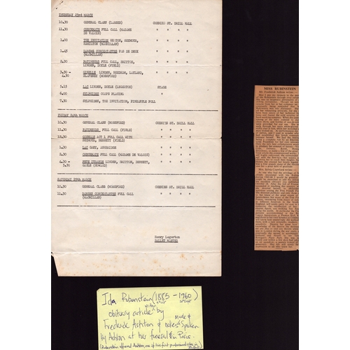 10 - Frederick Ashton handwritten notes as spoken by him at Ida Rubensteins funeral in Paris 1960. Rubens... 