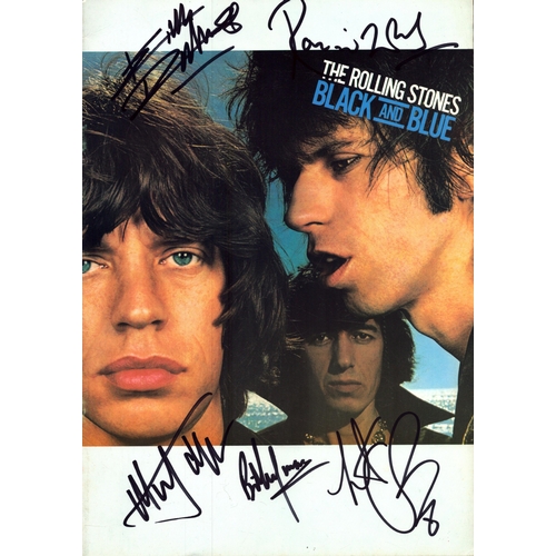 104 - Mick Jagger, Ronnie Woods, Bill Wyman and Charlie Watts signed The Rolling Stones Black and Blue pro... 