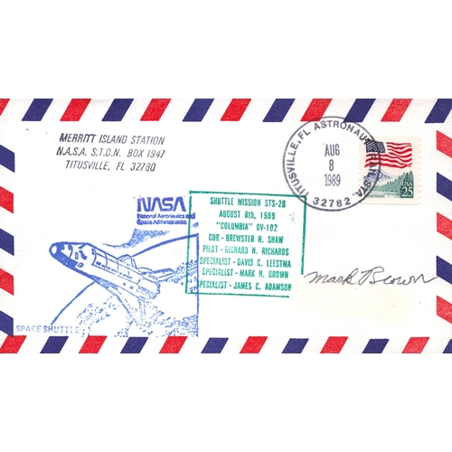 492 - Astronaut Colonel Mark Brown signed NASA space shuttle mission STS-28 envelope PM Titusville , FL, A... 