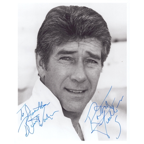 71 - Robert Fuller signed 10x8 black and white photo, dedicated.