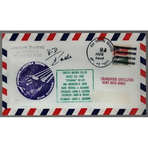 41 - Astronaut Klaus-Dietrich Flade signed NASA Shuttle Mission STS-28 commemorative envelope PM Air Post... 