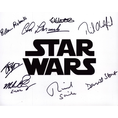 170 - Star Wars 10x8 inch logo photo signed by NINE actors who have appeared in various Star Wars movies i... 