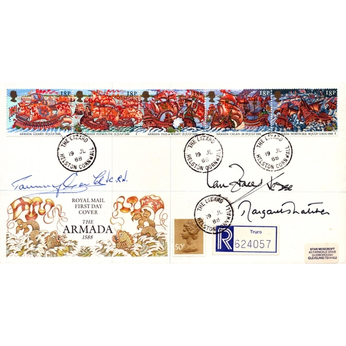 177 - Margaret Thatcher, Ian Fraser and one other signed The Armada FDC.