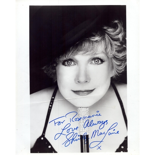 179 - Shirley Maclaine signed 10x8 inch black and white photo. Dedicated.