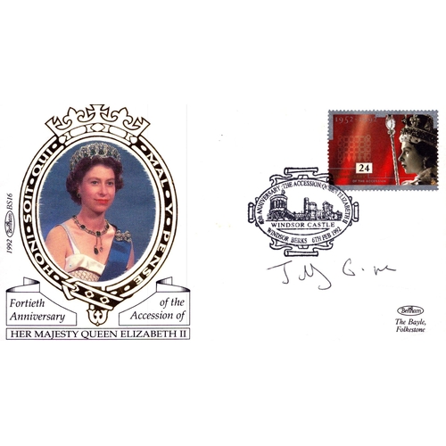 219 - Jilly Cooper signed FDC. Her Majesty Queen Elizabeth 1992.
