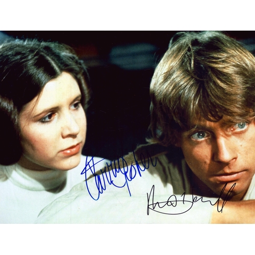 227 - Star Wars Carrie Fisher and Mark Hamill signed 10x8 inch colour photo.