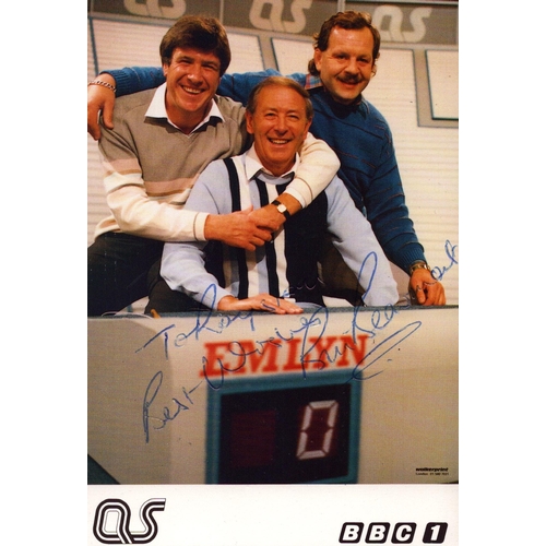 334 - Bill Beaumont signed 6x4 Question of Sport photo card. Dedicated.