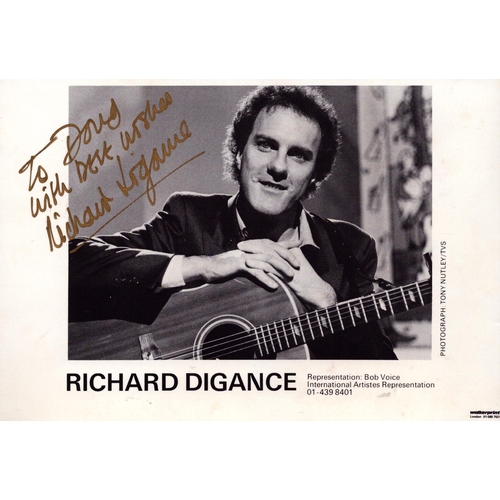 359 - Richard Digance signed black and white promo card 6x4.